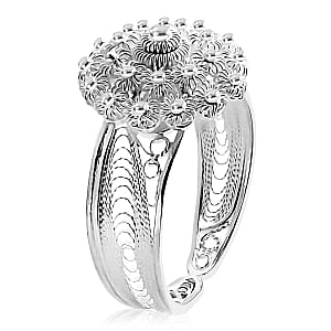 Artistry Tarakashi Collection Floral Ring in Sterling Silver 4.05 Grams (Size 8.0)