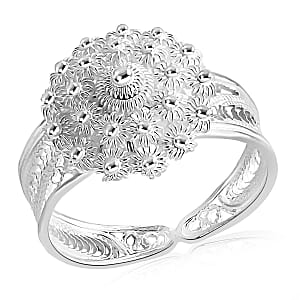 Artistry Tarakashi Collection Sterling Silver Floral Ring (Size 9.0) (4.10 g)