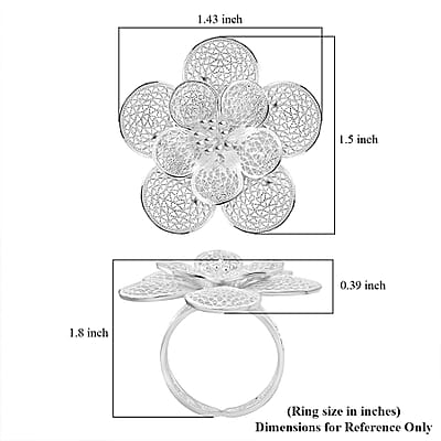 Artistry Tarakashi Collection Floral Ring in Sterling Silver (Size 5.0) 6.75 Grams
