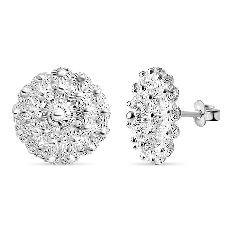 Artistry Tarakashi Collection Floral Earrings in Sterling Silver 4.50 Grams
