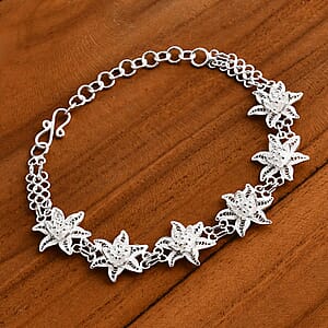 Artistry Tarakashi Collection Sterling Silver Floral Bracelet (6.50 Inches) (7.75 Grams)