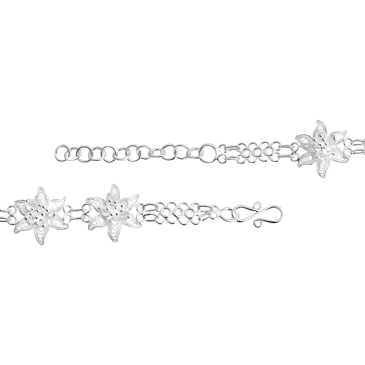 Artistry Tarakashi Collection Floral Bracelet in Sterling Silver (6.50 In) 7.75 Grams image number 3