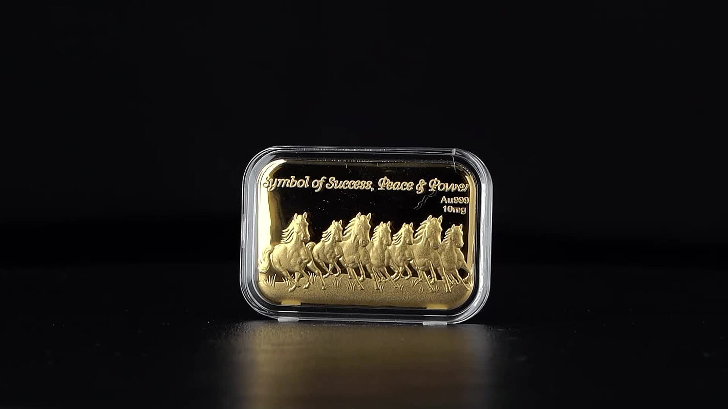 24K Golden Blessing - Seven Horses Emboss Sheet 31x45.5mm 10mg (Del. in 10-12 Days)