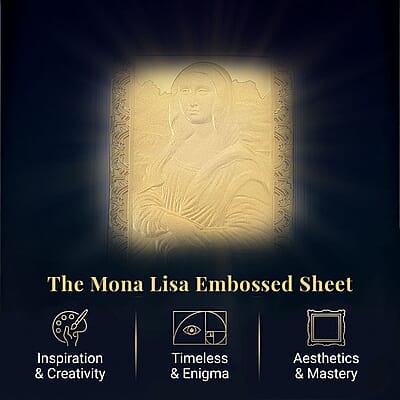 24K Golden Muse-The Mona Lisa Edition Emboss Sheet 31x45.5mm 10mg - Product card gallery slide 3 (10178085355833)