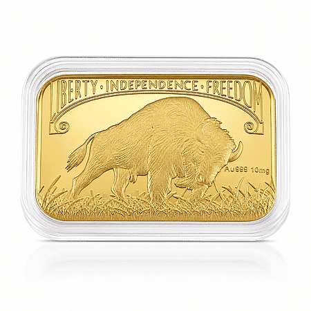 24K Golden Bison Tribute Embossed Sheet 31x45.5mm 10mg - Product card gallery slide 1 (10178085454137)