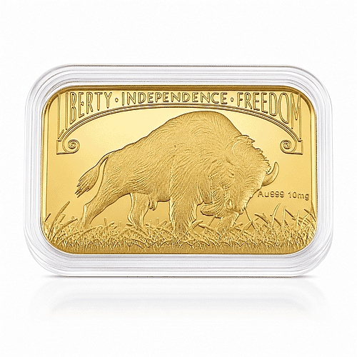 24K Golden Bison Tribute Embossed Sheet 31x45.5mm 10mg - Product card gallery slide 1 (10178085454137)