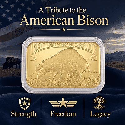 24K Golden Bison Tribute Embossed Sheet 31x45.5mm 10mg - Product card gallery slide 3 (10178085454137)