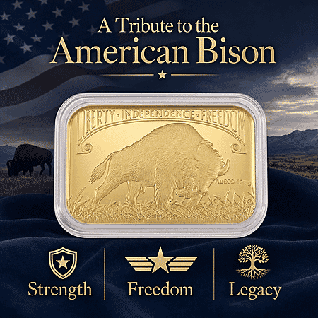 24K Golden Bison Tribute Embossed Sheet 31x45.5mm 10mg - Product card gallery slide 3 (10178085454137)