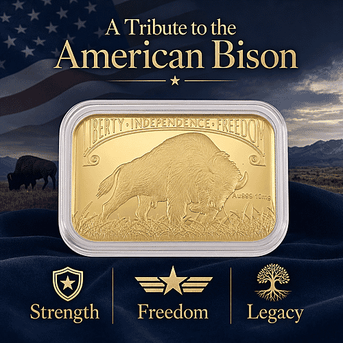 24K Golden Bison Tribute Embossed Sheet 31x45.5mm 10mg - Product card gallery slide 3 (10178085454137)