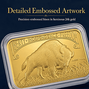 24K Golden Bison Tribute Embossed Sheet 31x45.5mm 10mg - Product card gallery slide 4 (10178085454137)
