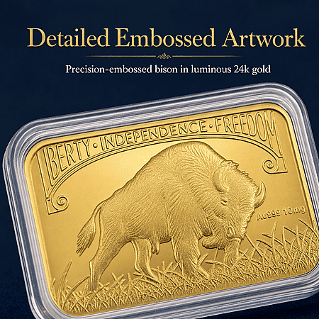 24K Golden Bison Tribute Embossed Sheet 31x45.5mm 10mg - Product card gallery slide 4 (10178085454137)