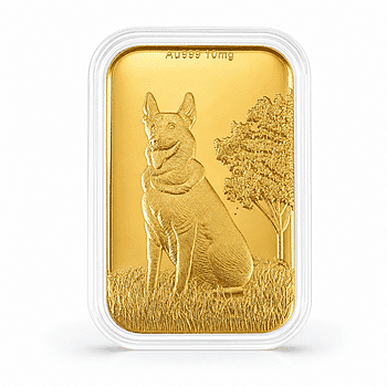 24K Golden Guardian German Shepherd Embossed Sheet 31x45.5mm 10mg - Product card gallery slide 1 (10178085552441)