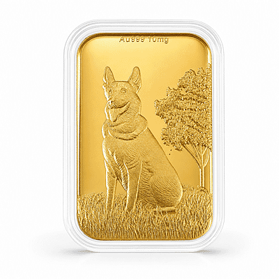 24K Golden Guardian German Shepherd Embossed Sheet 31x45.5mm 10mg - Product card gallery slide 1 (10178085552441)
