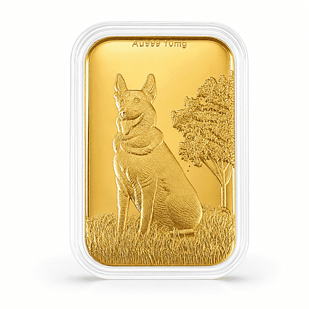 24K Golden Guardian German Shepherd Embossed Sheet 31x45.5mm 10mg - Product card gallery slide 1 (10178085552441)
