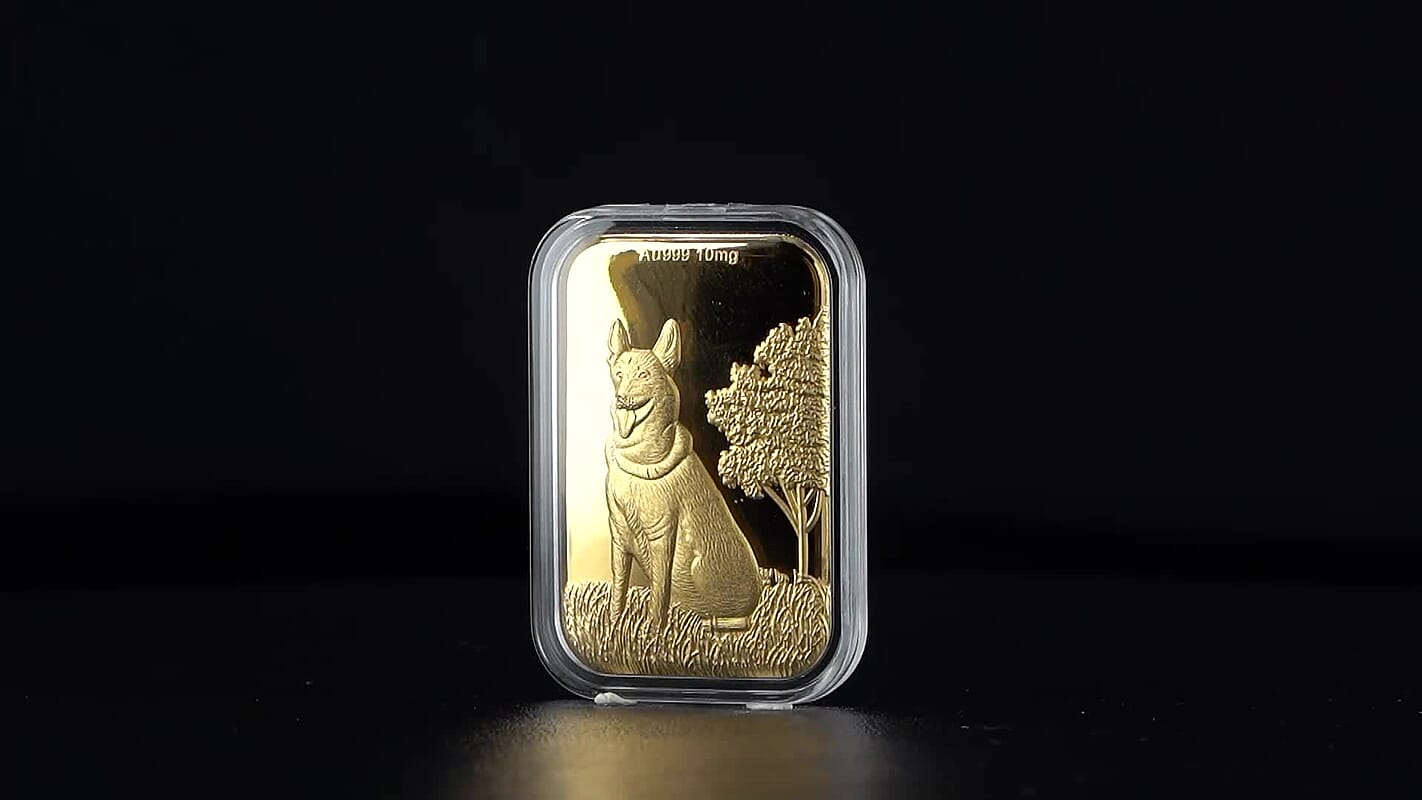 24K Golden Guardian German Shepherd Embossed Sheet 31x45.5mm 10mg