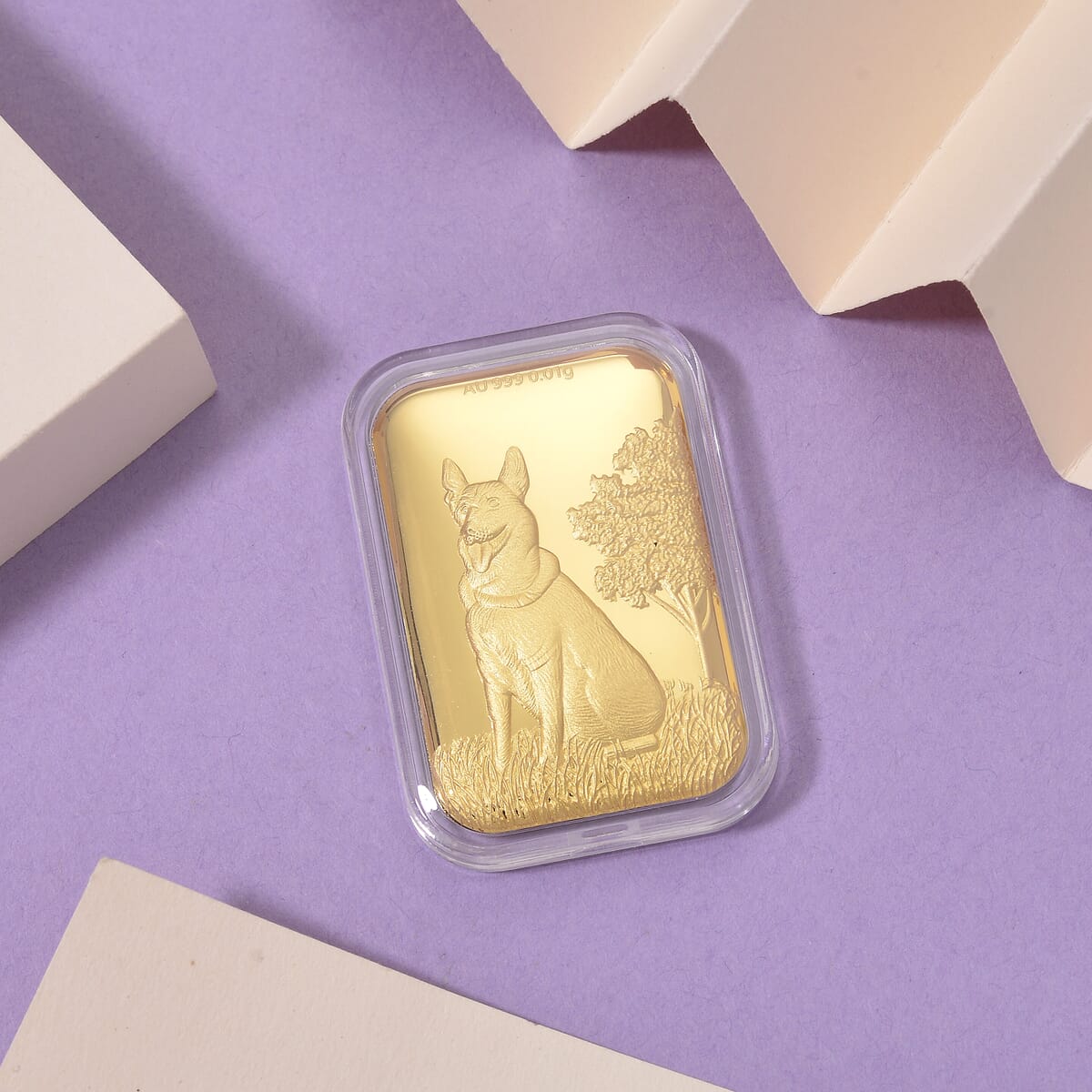 24K Golden Guardian German Shepherd Emboss Sheet 31x45.5mm 10mg (Del. in 10-15 Days) image number 1