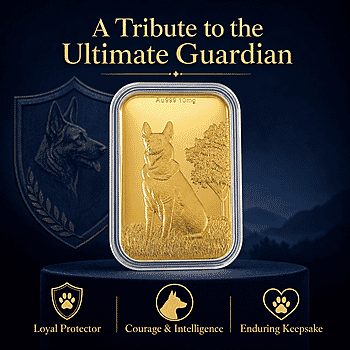 24K Golden Guardian German Shepherd Embossed Sheet 31x45.5mm 10mg - Product card gallery slide 3 (10178085552441)