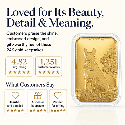 German Shepherd 24k Gold Embossed Sheet 10mg