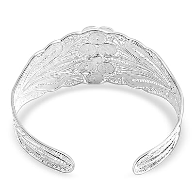 Artistry Tarakashi Collection Floral Cuff Bracelet in Sterling Silver (6.50 In) 24.60 Grams