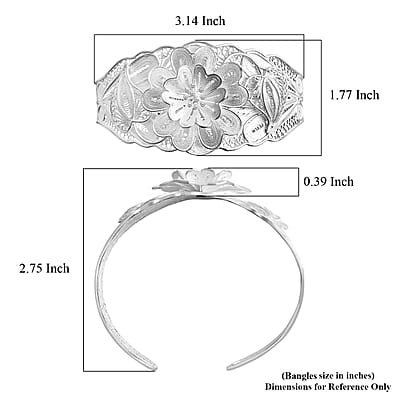 Artistry Tarakashi Collection Floral Cuff Bracelet in Sterling Silver (6.50 In) 24.60 Grams