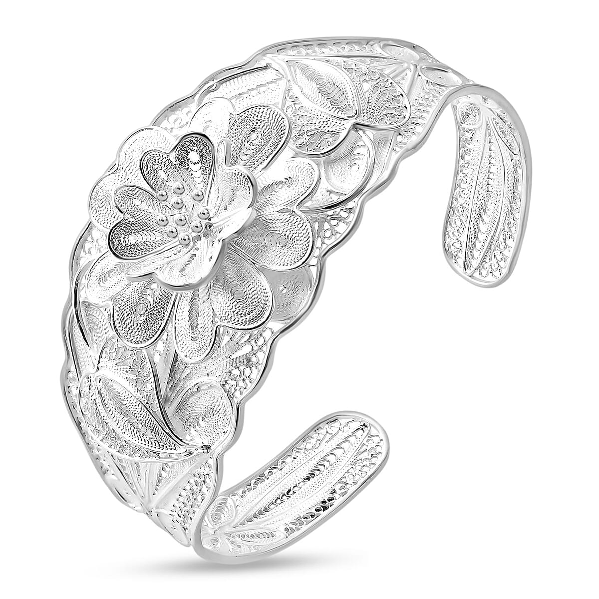 Artistry Tarakashi Collection Floral Bracelet in Sterling Silver (7.25 In) 26.55 Grams image number 3