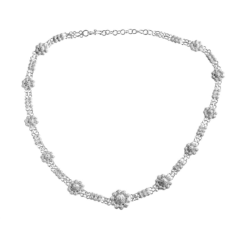 Artistry Tarakashi Collection Floral Necklace in Sterling Silver 20 Grams (18 Inches)