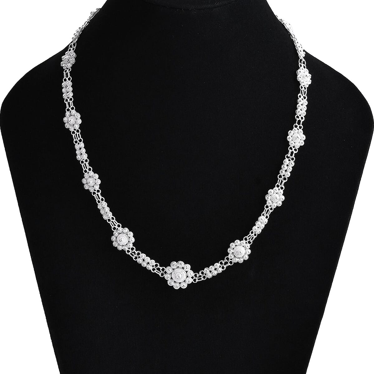 Artistry Tarakashi Collection Sterling Silver Floral Necklace (18 Inches) (20.05 Grams) image number 2