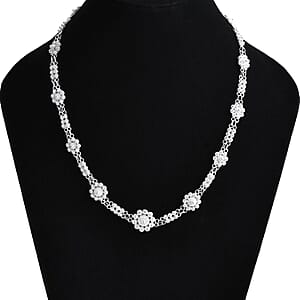 Artistry Tarakashi Collection Sterling Silver Floral Necklace (18 Inches) (20.05 Grams)