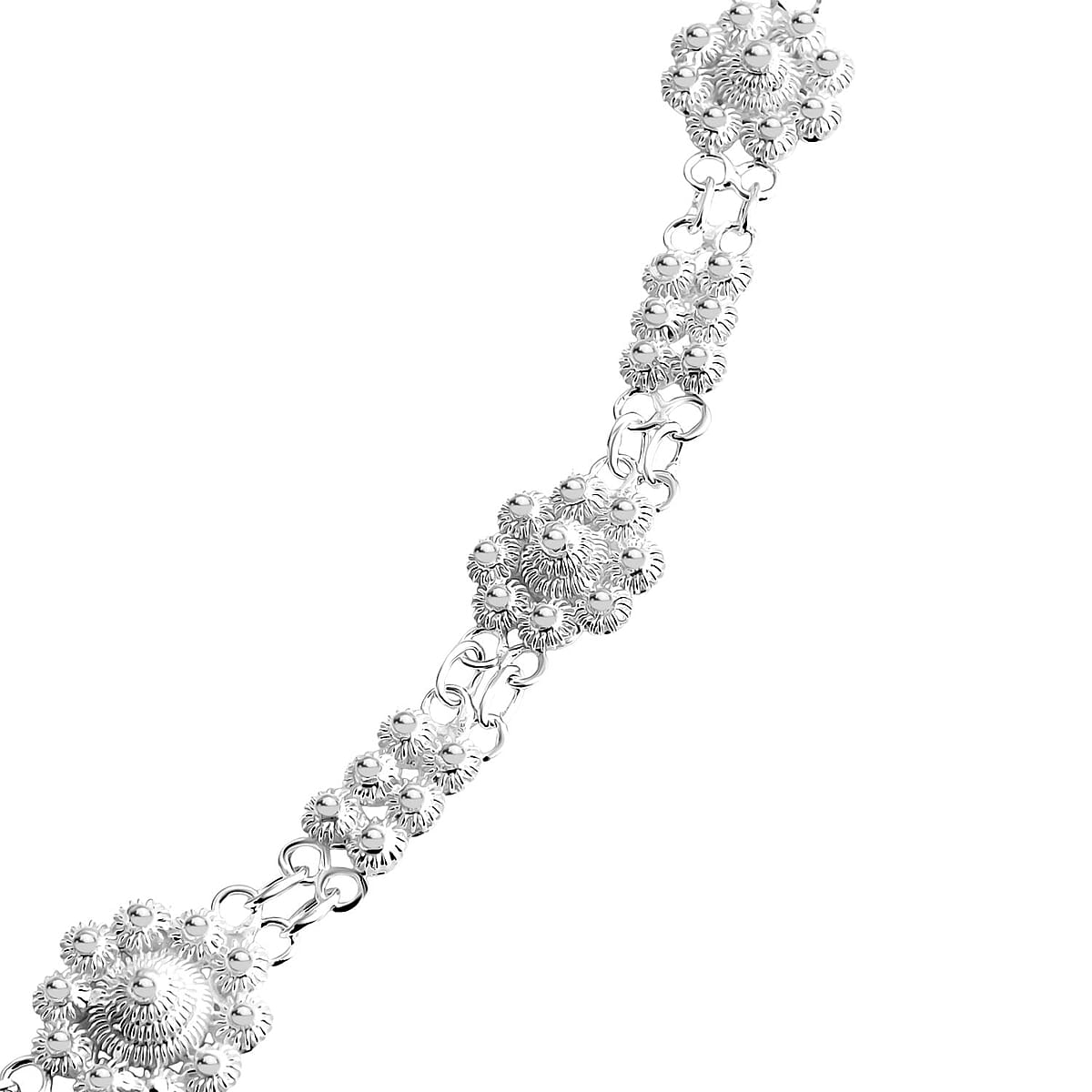 Artistry Tarakashi Collection Sterling Silver Floral Necklace (18 Inches) (20.05 Grams) image number 3