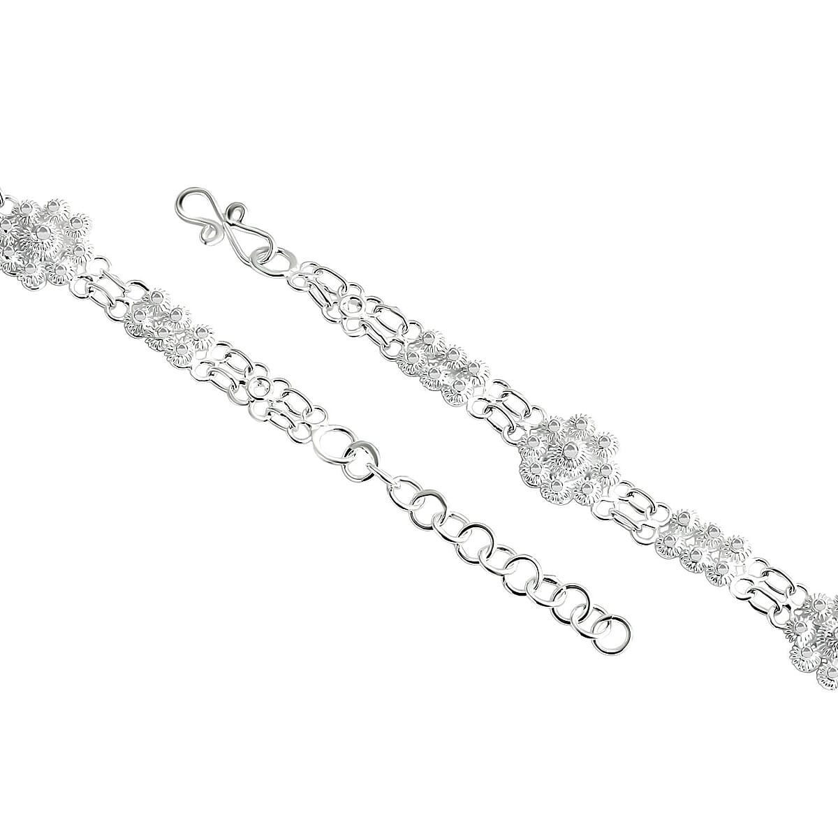 Artistry Tarakashi Collection Sterling Silver Floral Necklace (18 Inches) (20.05 Grams) image number 4