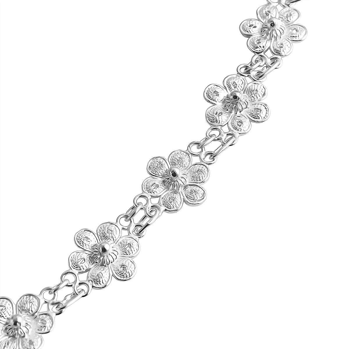 Artistry Tarakashi Collection Sterling Silver Floral Necklace (18 Inches (16.40 Grams) image number 3
