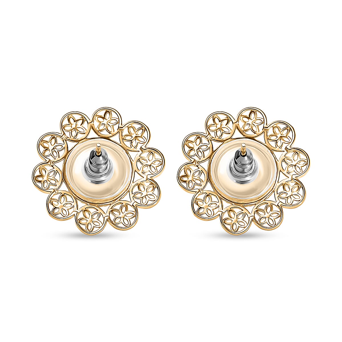 D'Joy Freshwater Pearl Floral Earrings in 18K Vermeil Yellow Gold Over Sterling Silver