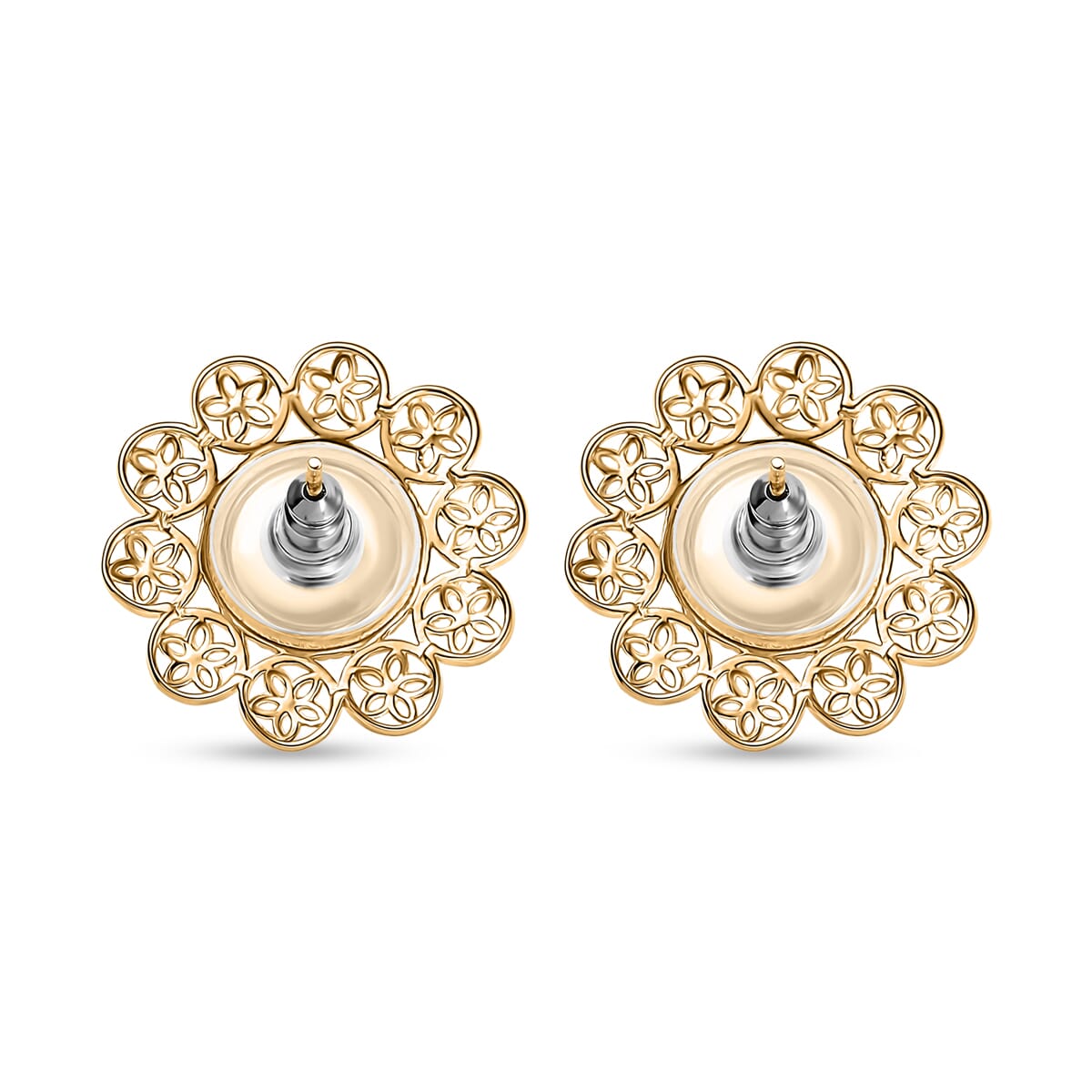D'Joy Freshwater Pearl Floral Earrings in 18K Vermeil Yellow Gold Over Sterling Silver image number 4