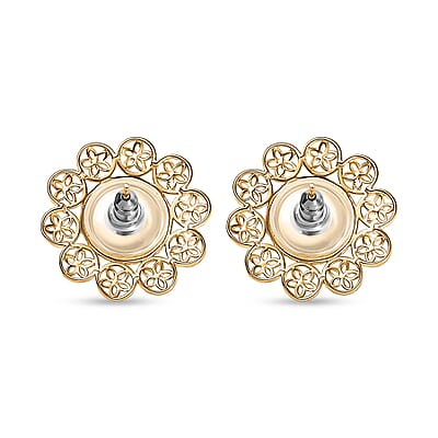 D'Joy Freshwater Pearl Floral Earrings in 18K Vermeil Yellow Gold Over Sterling Silver