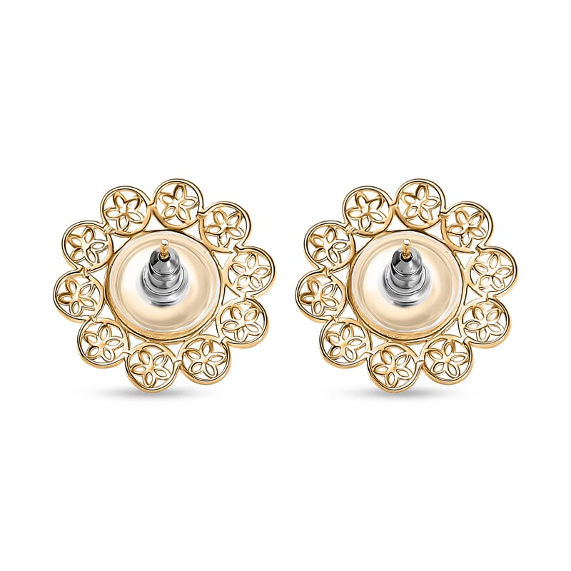 D'Joy Freshwater Pearl Floral Earrings in 18K Vermeil Yellow Gold Over Sterling Silver