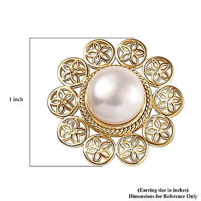 D'Joy Freshwater Pearl Floral Earrings in 18K Vermeil Yellow Gold Over Sterling Silver