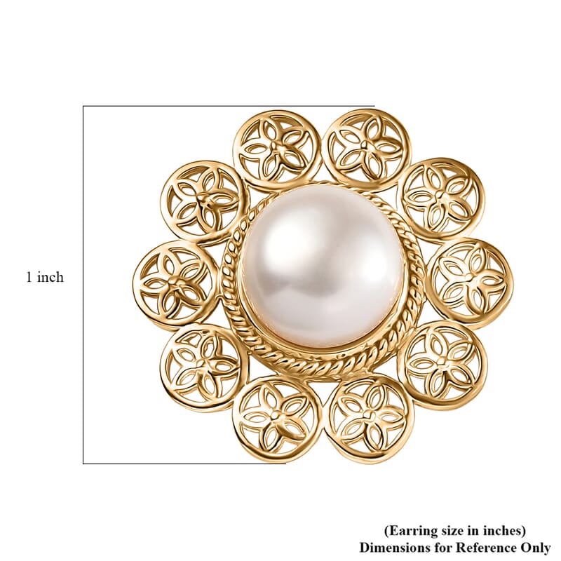 D'Joy Freshwater Pearl Floral Earrings in 18K Vermeil Yellow Gold Over Sterling Silver