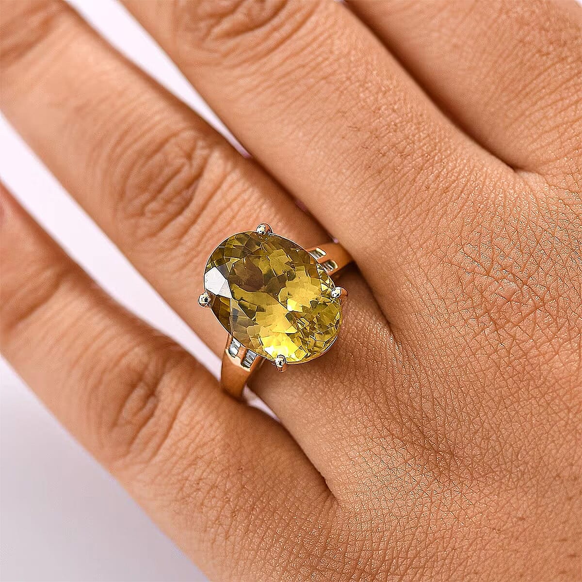 Luxoro 10K Yellow Gold Premium Yellow Apatite, Diamond (I1) Ring (Size 5.0) 11.70 ctw image number 1