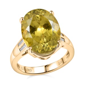 Luxoro Premium Yellow Apatite and Diamond G-H I1 11.70 ctw Ring in 10K Yellow Gold (Size 7.0)