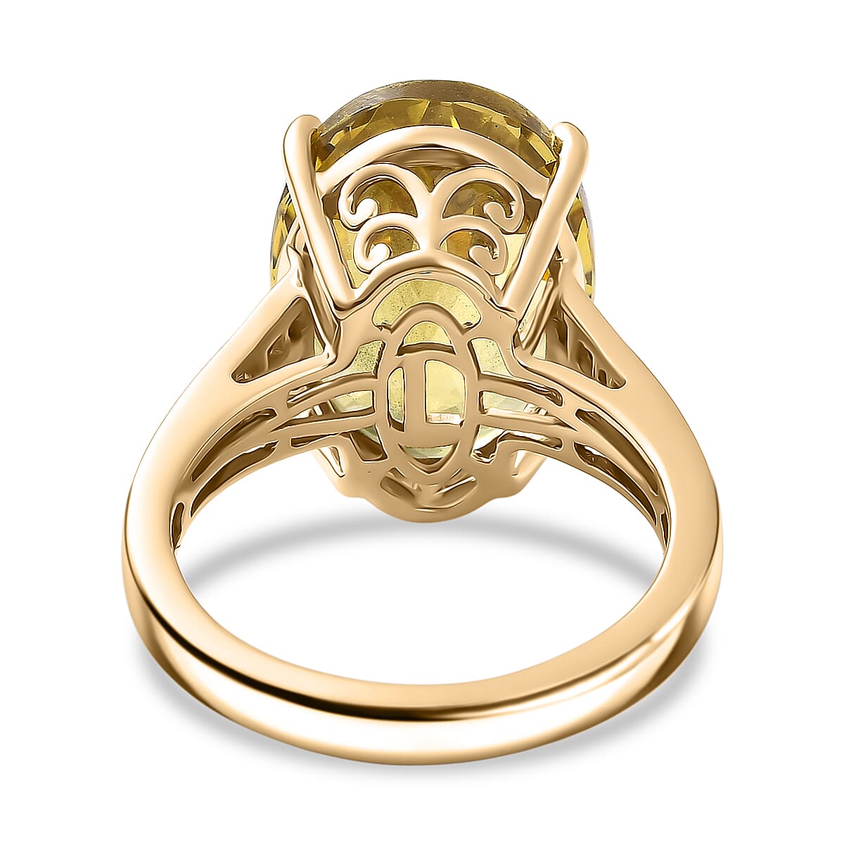 Luxoro Premium Yellow Apatite and Diamond G-H I1 11.70 ctw Ring in 10K Yellow Gold (Size 7.0) image number 4