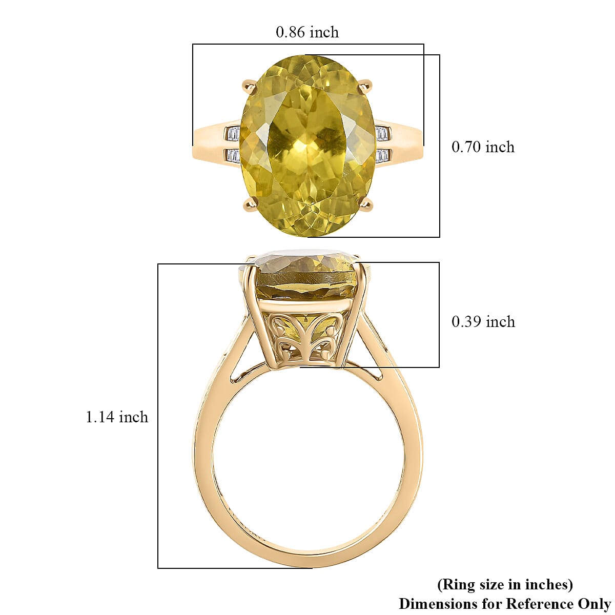 Luxoro Premium Yellow Apatite and Diamond G-H I1 11.70 ctw Ring in 10K Yellow Gold (Size 7.0) image number 5