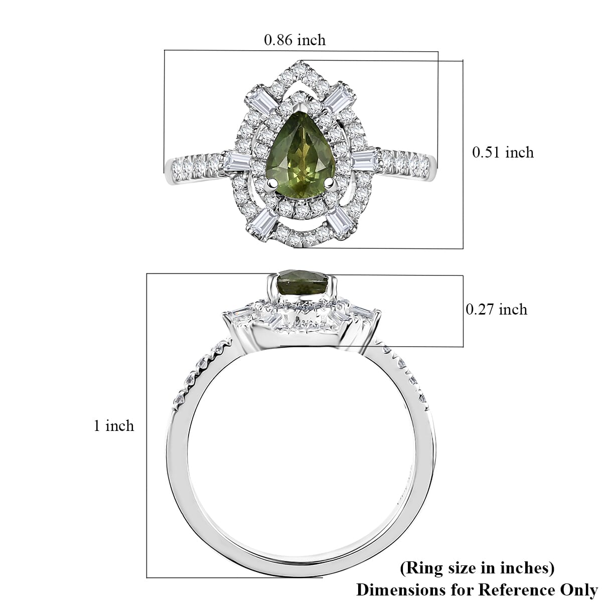 D'Joy AAA Madagascar Green Sapphire and Moissanite 1.35 ctw Eternal Bloom Ring in Rhodium Over Sterling Silver (Size 10.0) image number 5