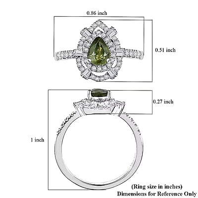 D'Joy AAA Madagascar Green Sapphire, Moissanite Bloom Ring in Rhodium Over Sterling Silver 1.35 ctw (Size 10.0)