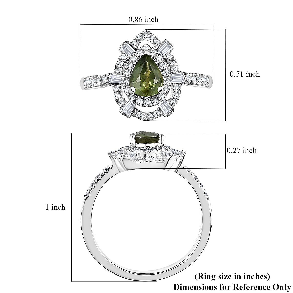 D'Joy AAA Madagascar Green Sapphire and Moissanite 1.35 ctw Eternal Bloom Ring in Rhodium Over Sterling Silver (Size 8.0) image number 5