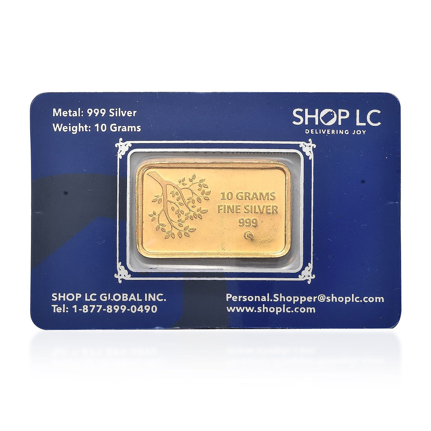 22K Gold Over 999.9 Fine Silver Seven Horses Bar 10 Grams