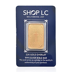 22K Gold Over 999.9 Fine Silver Holy Bible Bar 10 Grams
