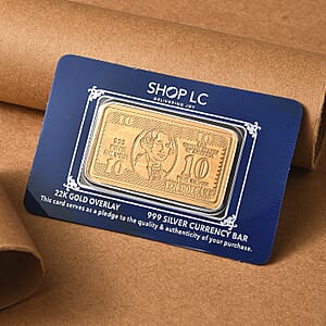22K Gold Over 999.9 Fine Silver Currency Bar 10 Grams (Del. in 10-12 Days)