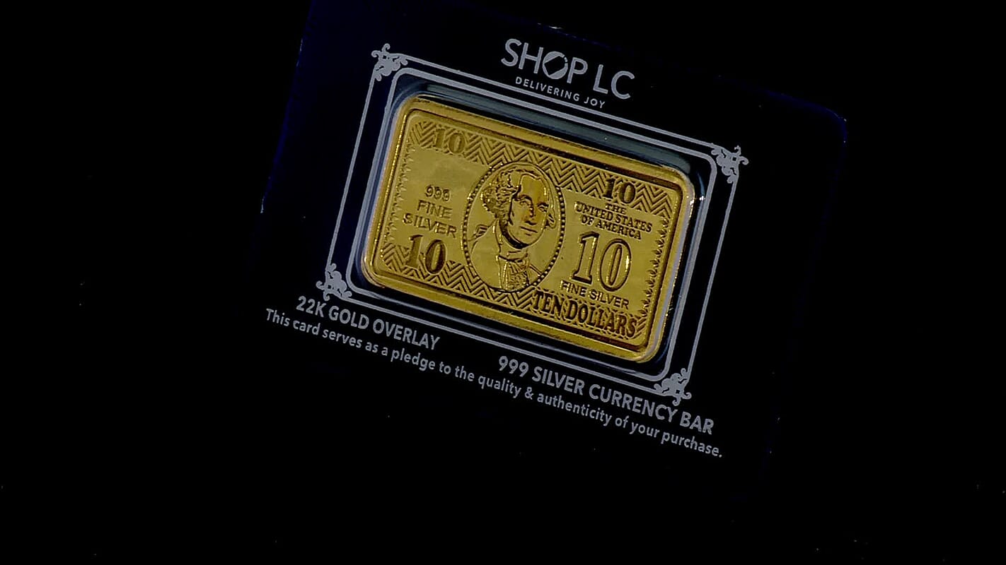 22K Gold Over 999.9 Fine Silver Currency Bar 10 Grams (Del. in 10-12 Days)