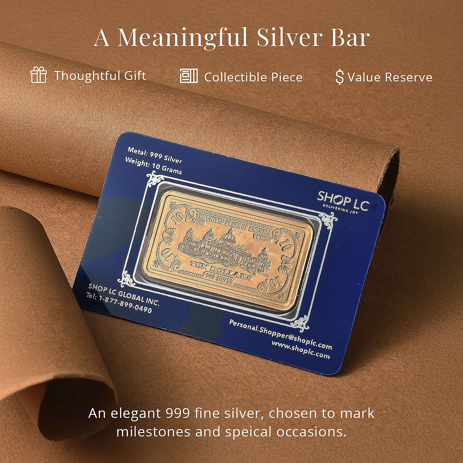 22K Gold Over 999.9 Fine Silver Currency Bar 10 Grams
