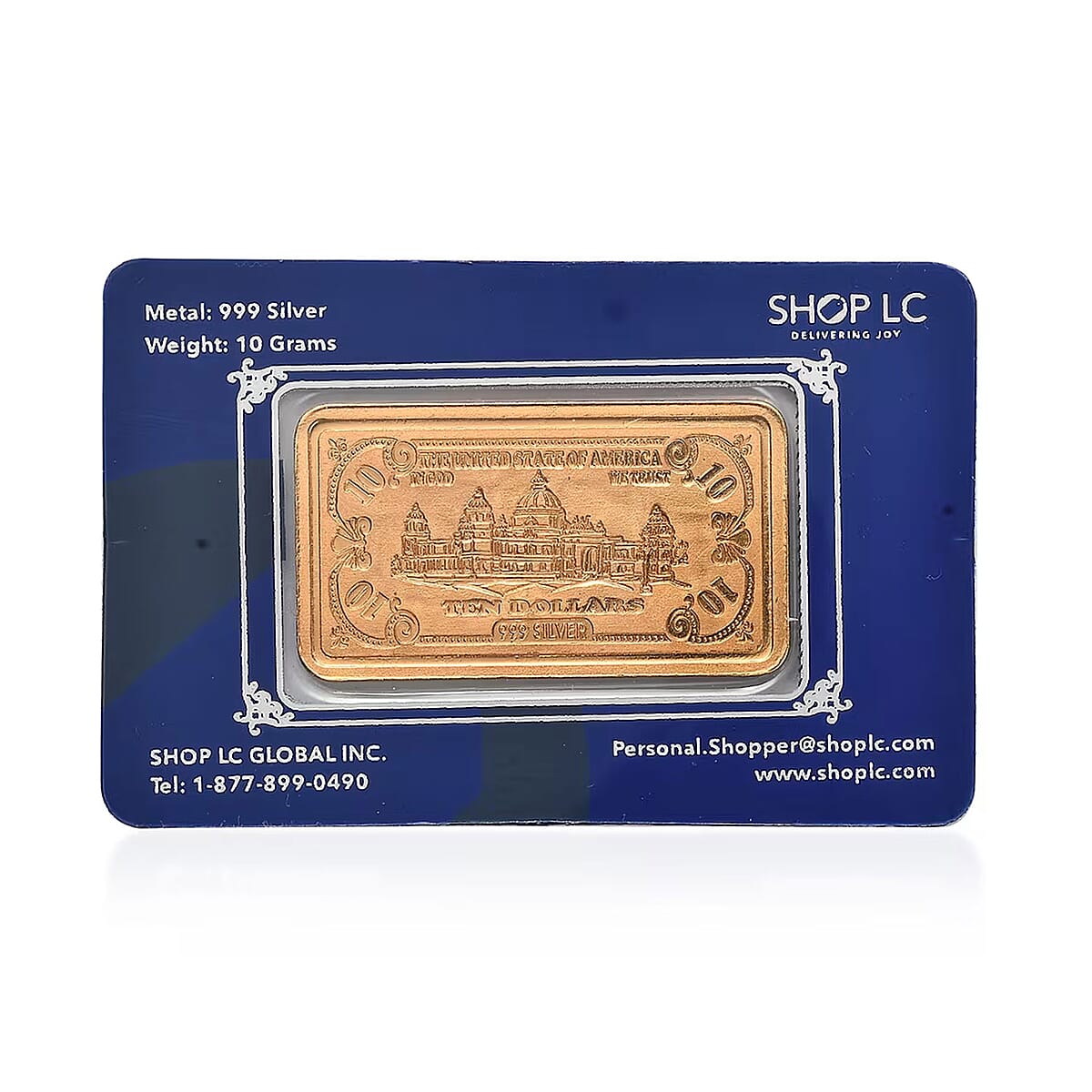 22K Gold Over 999.9 Fine Silver Currency Bar 10 Grams image number 6
